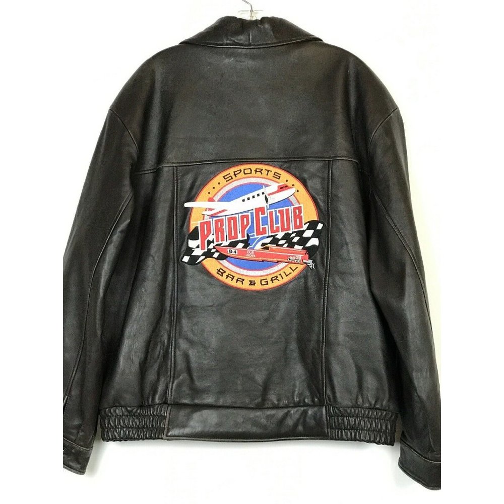 Large Brown Leather Bomber Jacket Men Prop Club